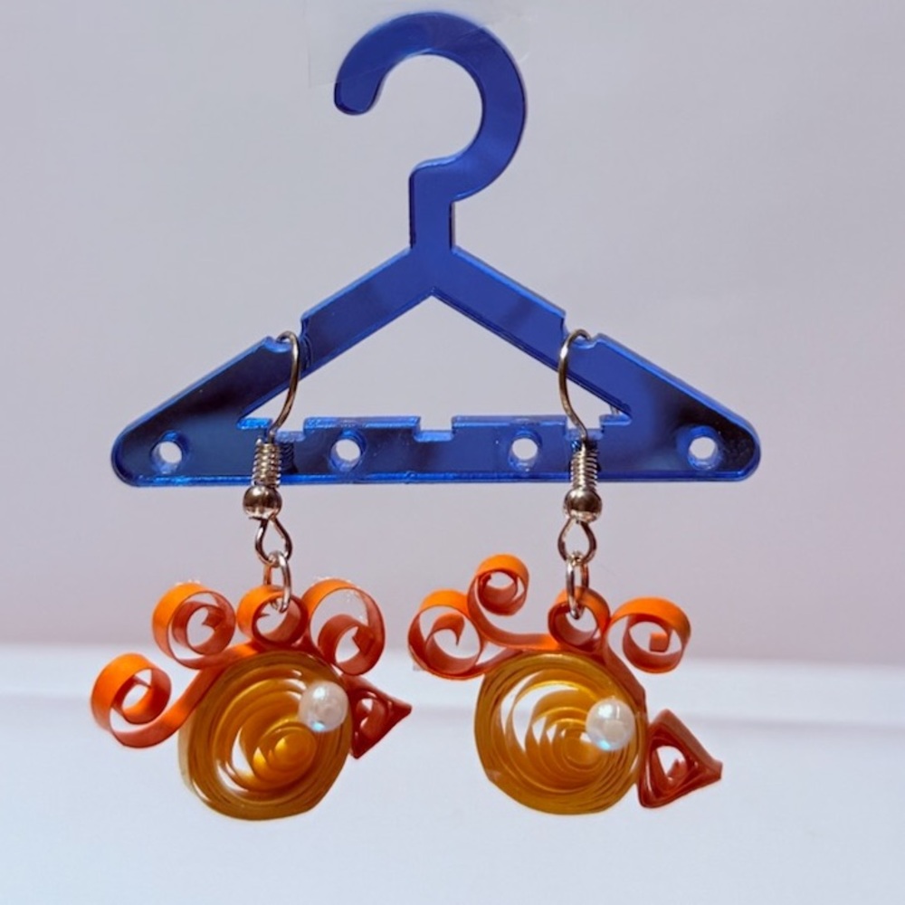 Quilled Chicken Earrings